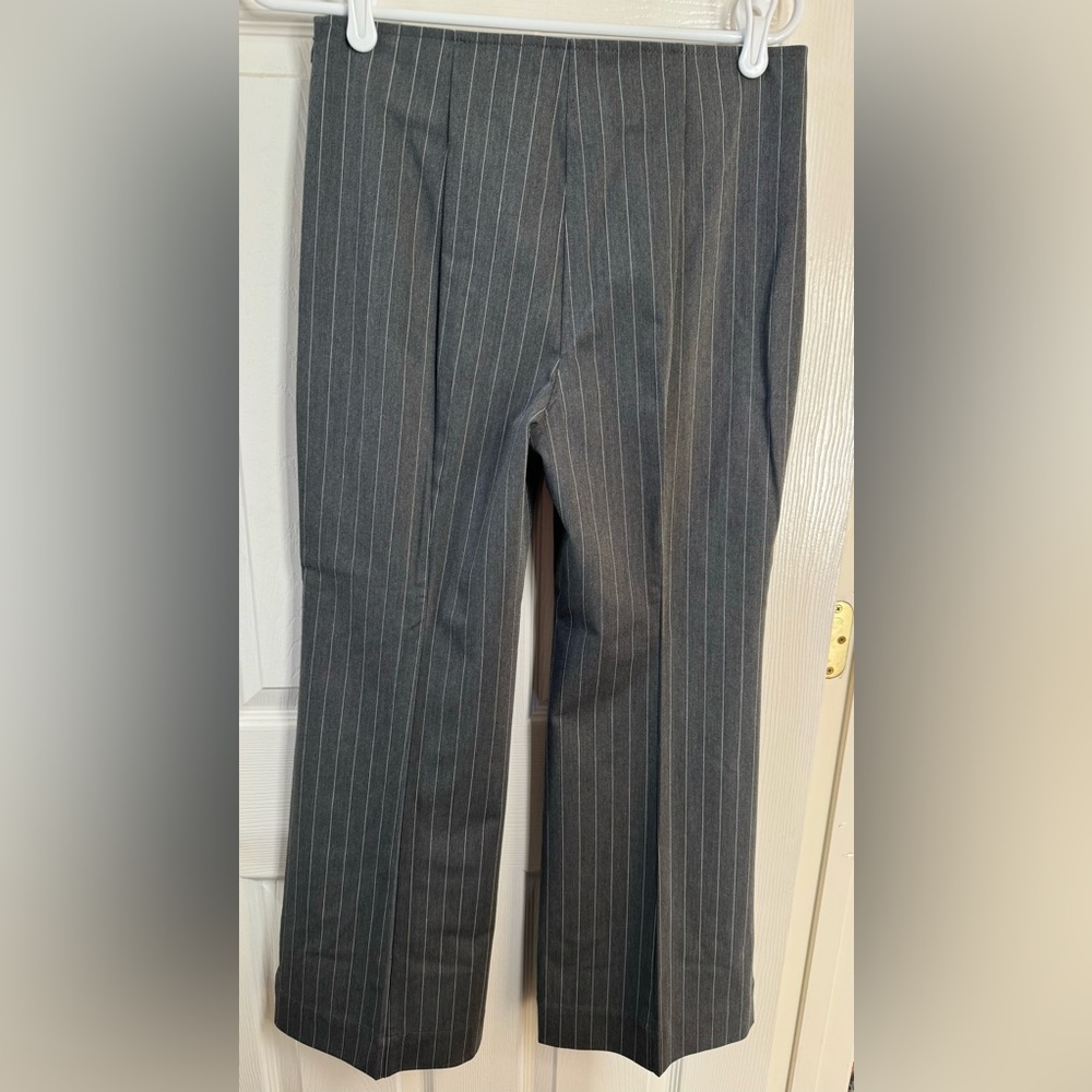 Grey Pinstripe Pants- Side Zip- - image 2